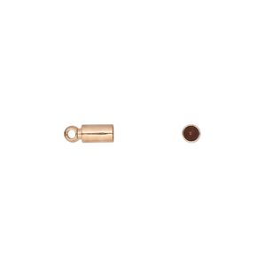 Cord end, glue-in, copper-plated brass, 5.5x3mm, approximately 2.4mm inside diameter. Sold per pkg of 20.