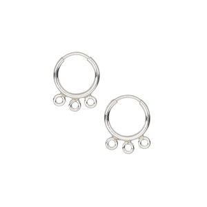Earring hoop 1pkg2 sterling silver, 10mm round / endless loop / 3 bottom loops, 21 gauge 1 pair