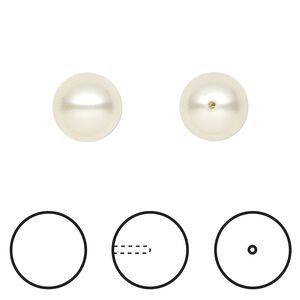 Pearl 100pk cream, Swarovski&reg; 10mm half-drilled round 5818