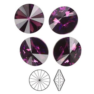 Chaton 4pk amethyst foil back, Preciosa MAXIMA Czech crystal rhinestone 14mm rivoli