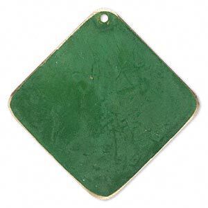 Focal, brass, jewel tone green patina, Pantone&reg; color 18-6216, 40x40mm double-sided diamond. Sold per pkg of 6.