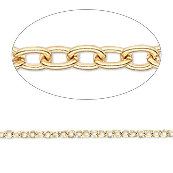 Chain 1pkg1 cable, 2.5mm lightweight, gold-finished brass 50 foot unfinished image number 0