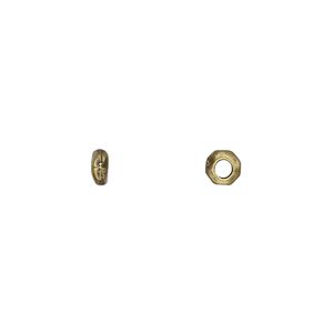 Bead, TierraCast&reg;, antique brass-plated pewter (tin-based alloy), 4x2mm-5x2mm nugget rondelle. Sold per pkg of 100.
