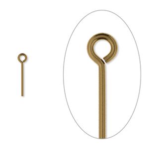 Eye pin 1pkg500 gold-plated, 0.5 inch, 21 gauge brass antique