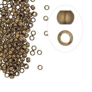 Crimp 1pkg500 gold-plated, 2.5mm round / 1.5mm inside diameter, brass / antiqued
