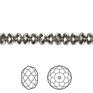 Bead 12pk crystal silver night, Crystal Passions&reg; 6x4mm rondelle 5040