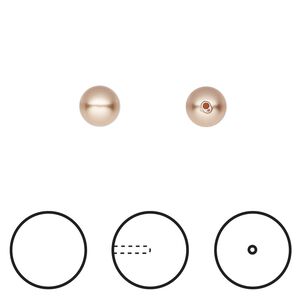 Pearl 500pk rose gold, Swarovski&reg; 6mm half-drilled round 5818