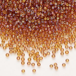 Seed bead, Preciosa Ornela Czech glass, pkg/500g, #11 rocaille, translucent rainbow dark topaz, (11090).