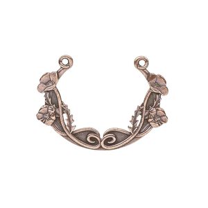 Focal, TierraCast&reg;, antique copper-plated pewter (tin-based alloy), 35x25mm 2-sided oval with poppy festoon design. Sold individually.