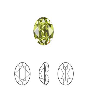 Fancy stone 144pk citrus green foil back, Swarovski&reg; 14x10mm oval 4120