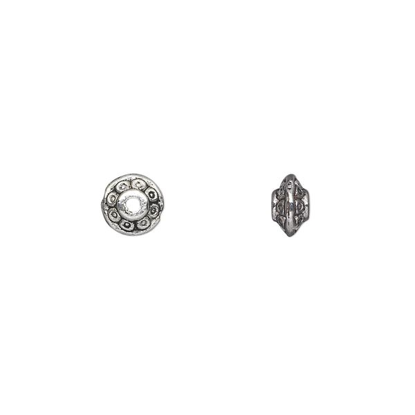 Bead 1pkg100 silver-plated "pewter", 6x4mm saucer / 2sided, antique image number 0