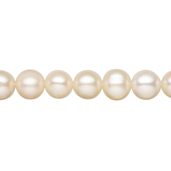 Freshwater pearl 1pkg1, semi-round natural, 15.5-16 inch peach 7-9mm cultured image number 0