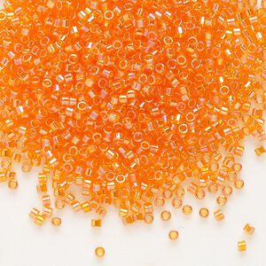 Seed bead, Delica&reg;, glass, pkg/50g, #11 round, translucent rainbow orange (DB-0151).