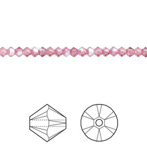 Bead 1440pk rose shimmer, Swarovski&reg; 3mm XILION bicone 5328