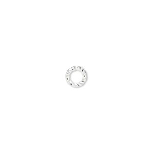 Jump ring 1pkg100 silver-plated, 6mm twisted round, 16 gauge / 3.6mm inside diameter / brass