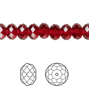 Bead 144pk scarlet, Crystal Passions&reg; 8x6mm rondelle 5040