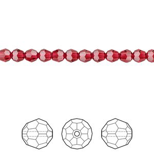Bead 720pk scarlet, Swarovski&reg; 4mm round 5000