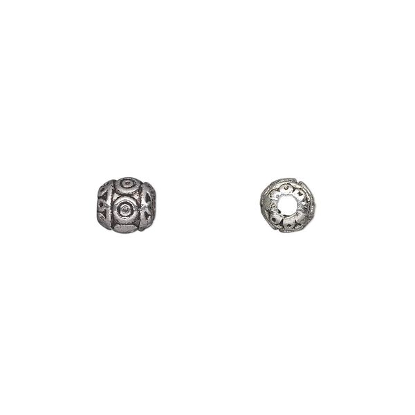 Bead 1pkg50 silver-plated "pewter", 6mm barrel, antique image number 0