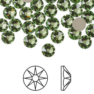 Flat back 144pk peridot foil back, Crystal Passions&reg; Regenerated 6.32-6.5mm rose round SS30 2088