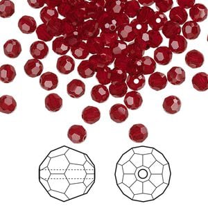 Bead 144pk Siam, Crystal Passions&reg; 4mm round 5000