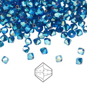 Bead 144pk Capri blue AB 2X, Preciosa Czech crystal 4mm bicone