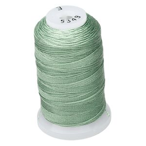 Thread, Purely Silk&trade;, medium green, size E. Sold per 200-yard spool.