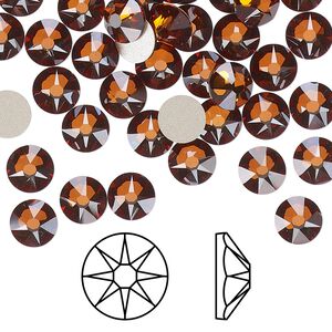 Flat back 144pk smoked amber foil back, Crystal Passions&reg; 6.32-6.5mm rose round SS30 2088
