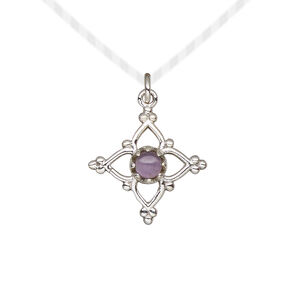 Drop 1pkg1, antiqued sterling silver and amethyst (natural), 17x17mm open beaded diamond