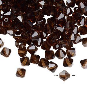 Bead 24pk smoked topaz, Preciosa Czech crystal 6mm bicone