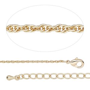 Chain 1pkg1 rope, 1.2mm triple / lobster claw clasp, gold-finished brass 18 inch
