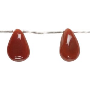 Carnelian 1pkg9, hand-cut top-drilled puffed teardrop bead 12x9mm-17x11mm