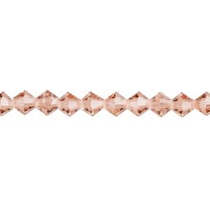 Bead 24pk rose peach, Preciosa Czech crystal 5mm bicone