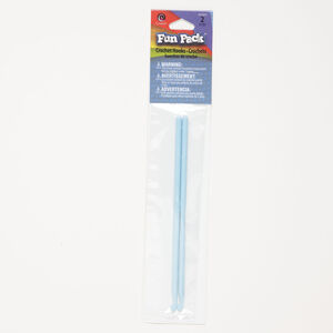 Crochet hook 1pkg2, plastic, blue, 5-1/2 inches with 4mm hook.