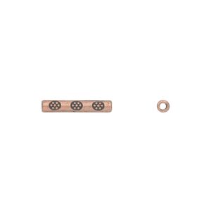 Bead 1pkg50 copper-plated "pewter", 14x2mm tube / 2sided, antique