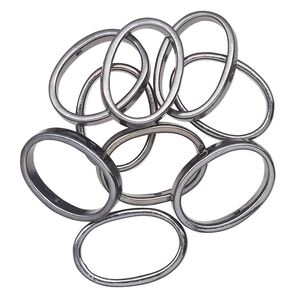 Bead frame 1pkg10 gunmetal-finished "pewter", 19x14mm oval / fits up to 16x10.5mm bead