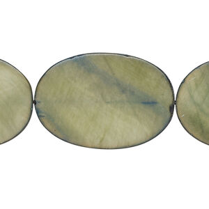 Mother-of-pearl shell 1pkg1, flat oval bead 15 inch grey steel 30x20mm