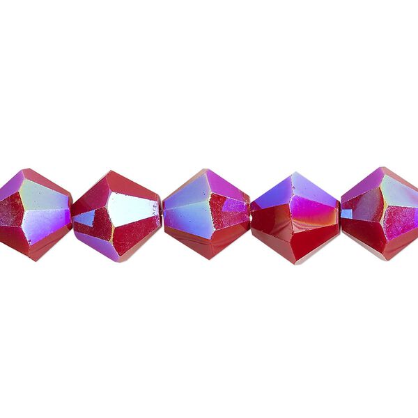Bead 1pk opaque red AB, Celestial Crystal&reg; 10mm bicone 8 inch image number 0