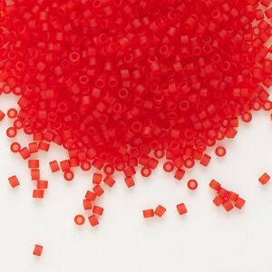 Seed bead, Delica&reg;, glass, pkg/250g, #11 round, translucent matte red (DB-0745).