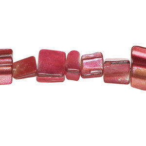 Mother-of-pearl shell 1pkg1, triangle tube bead 14 inch dark scarlet 8x5mm-12x9mm