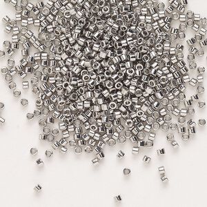 Seed bead, Delica&reg;, glass, pkg/250g, #11 round, opaque palladium-plated (DB-0038).