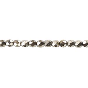 Bead, Czech fire-polished glass, gold carmen, 4mm faceted round. Sold per pkg of 1,200 (1 mass).