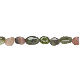 Multi-tourmaline 1pkg1, hand-cut puffed oval bead natural 13 inch 6x5mm-8x6mm