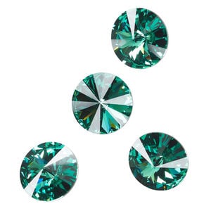 Chaton 1pkg4 Caribbean green foil back, Crystal Passions&reg; Regenerated 14mm rivoli 1122