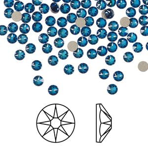 Flat back 144pk crystal Bermuda blue foil back, Crystal Passions&reg; 3-3.2mm rose round SS12 2088