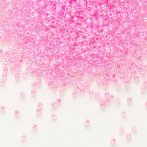 Seed bead, Delica&reg;, glass, pkg/7.5g, #11 round, opaque inside dyed color luster dark cotton candy pink (DB-0246).