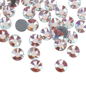 Flat back, Dance With Me&trade; crystal hotfix rhinestone, crystal AB, foil back, 6.32-6.5mm rose, SS30. Sold per pkg of 48.