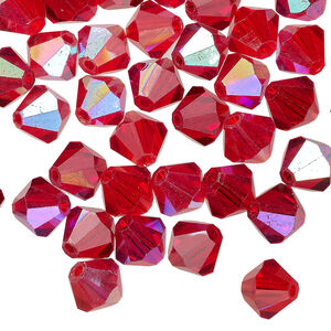 Bead 1pkg72 red AB translucent, Celestial Crystal&reg;, 8mm bicone