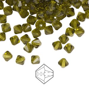 Bead 144pk olivine, Preciosa Czech crystal 5mm bicone