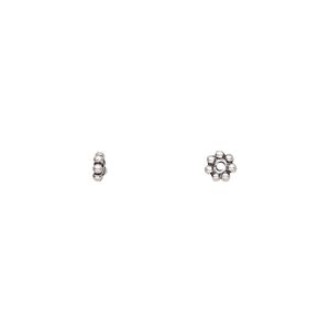 Bead 1pkg100 sterling silver, 4x1mm beaded rondelle, antiqued
