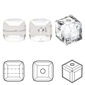 Bead 1pk crystal, Crystal Passions&reg; 12mm cube 5601